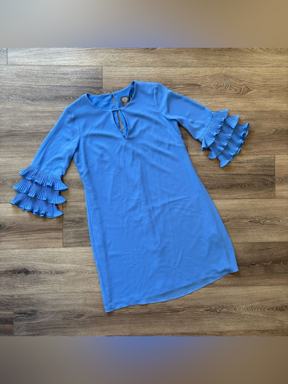 Vince Camuto Blue Ruffle-Sleeve Shift Dress 10